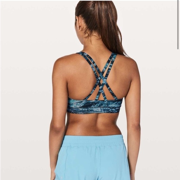 Lululemon Women’s 6 blue black Energy sports bra activewear workout gym top crop - Picture 1 of 8
